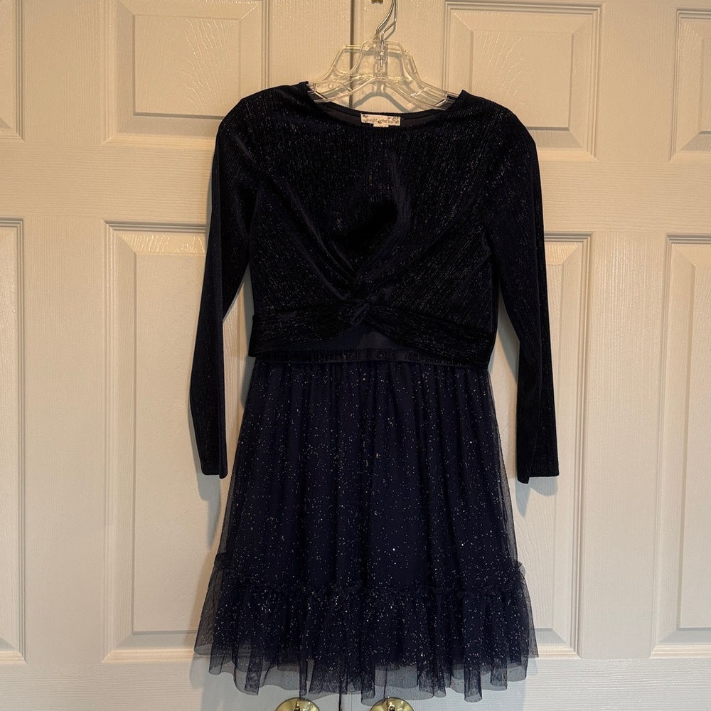 Girls 2 piece Navy Blue Sparkle Dress